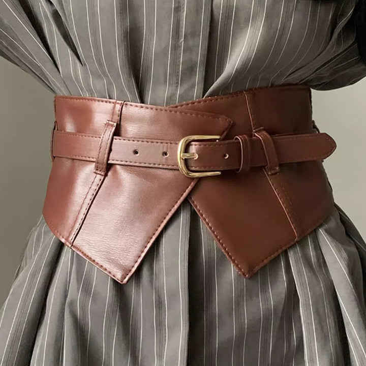 Cintura larga per corsetto in pelle da donna - Marrone - image 3