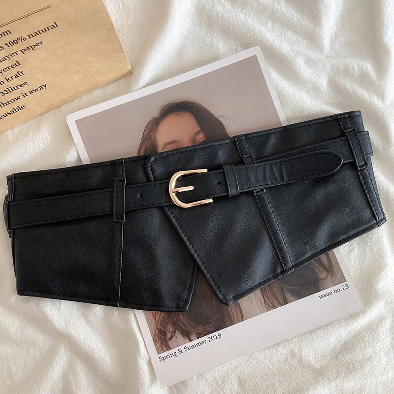 Cintura larga per corsetto in pelle da donna