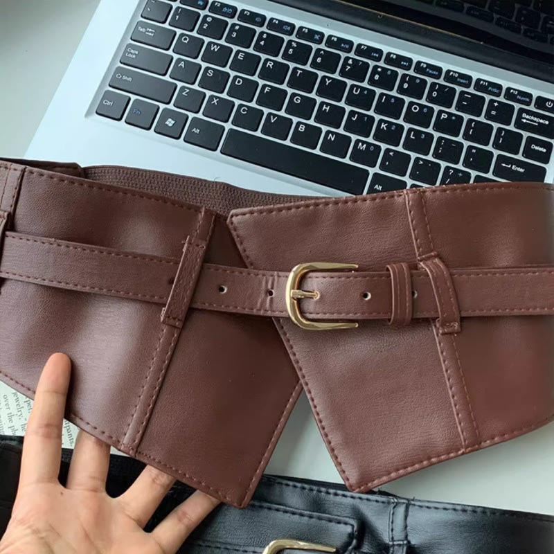 Cintura larga per corsetto in pelle da donna