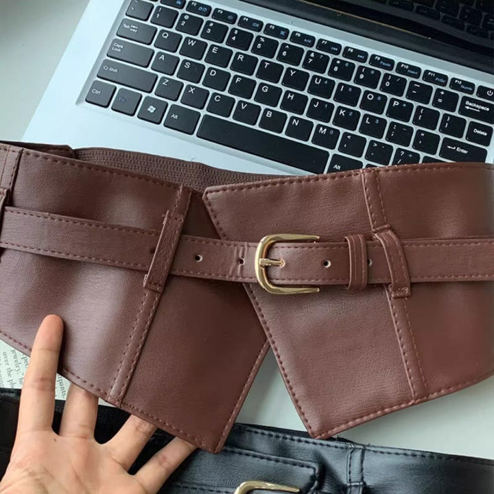 Cintura larga per corsetto in pelle da donna