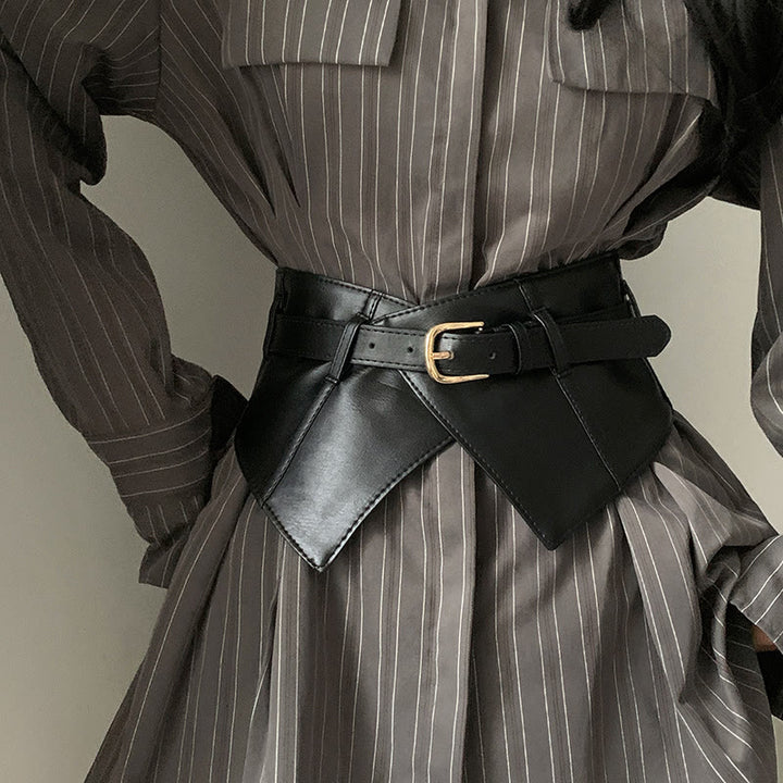 Cintura larga per corsetto in pelle da donna