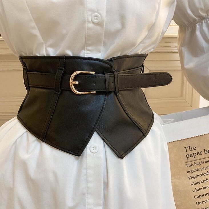 Cintura larga per corsetto in pelle da donna