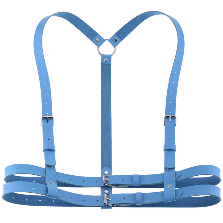 Cintura da corsetto con cinturino punk Cintura a catena in pelle da donna - Blu - image 16