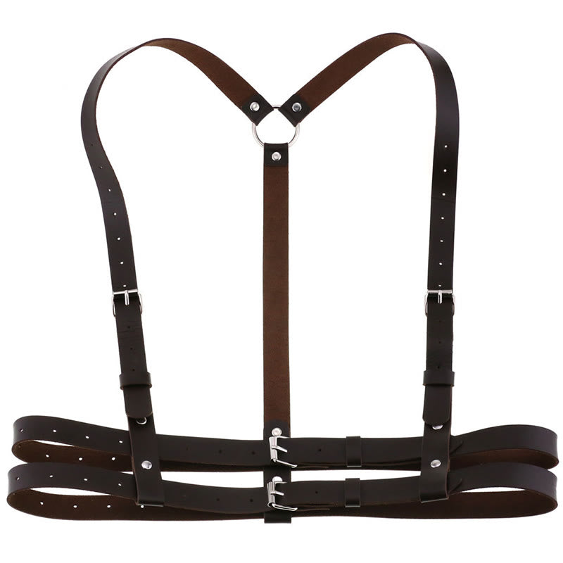 Cintura da corsetto con cinturino punk Cintura a catena in pelle da donna - Marrone sella - image 17
