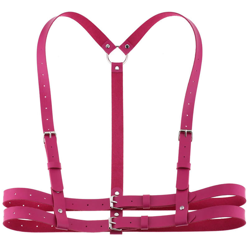 Cintura da corsetto con cinturino punk Cintura a catena in pelle da donna - Rosa caldo - image 19