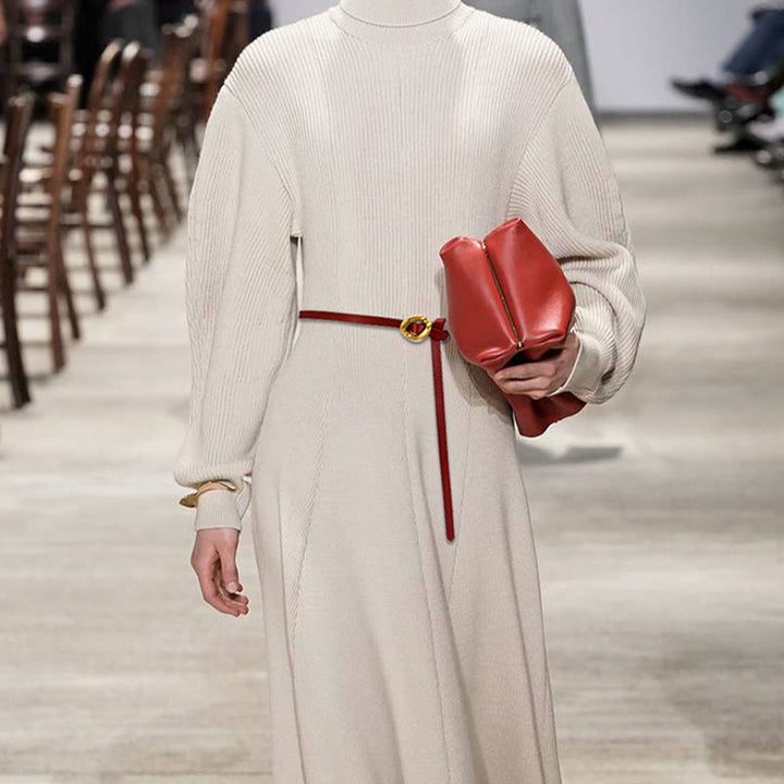 Cintura sottile con nodo da donna in vera pelle