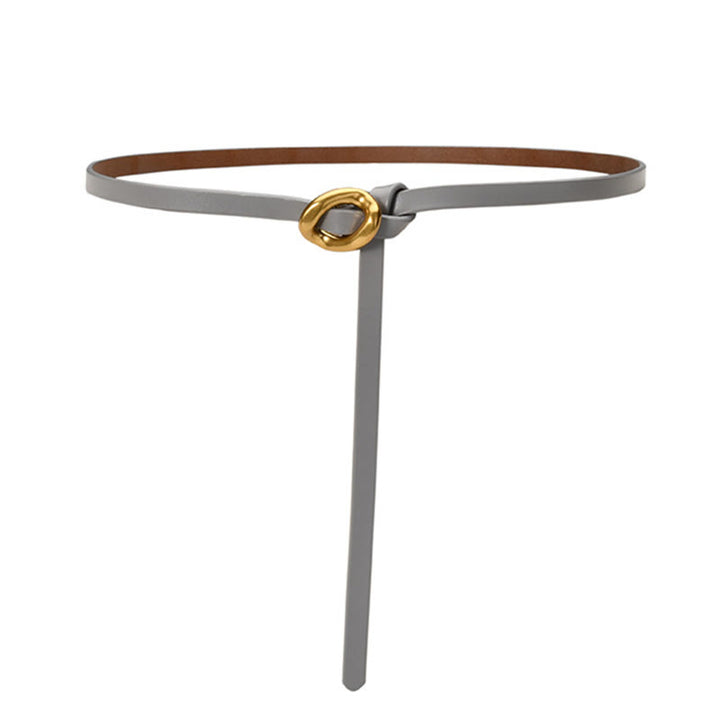Cintura sottile con nodo da donna in vera pelle - Grigio scuro - 41,34 pollici / 105 cm - image 15