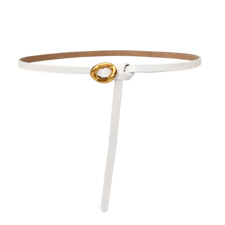 Cintura sottile con nodo da donna in vera pelle - Bianco - 41,34 pollici / 105 cm - image 10