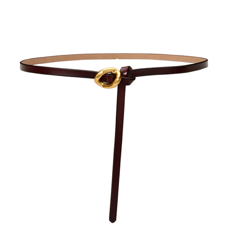 Cintura sottile con nodo da donna in vera pelle - image 13