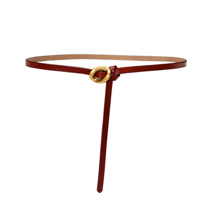 Cintura sottile con nodo da donna in vera pelle