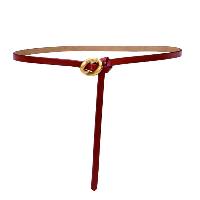 Cintura sottile con nodo da donna in vera pelle - Rosso scuro - 41,34 pollici / 105 cm - image 23