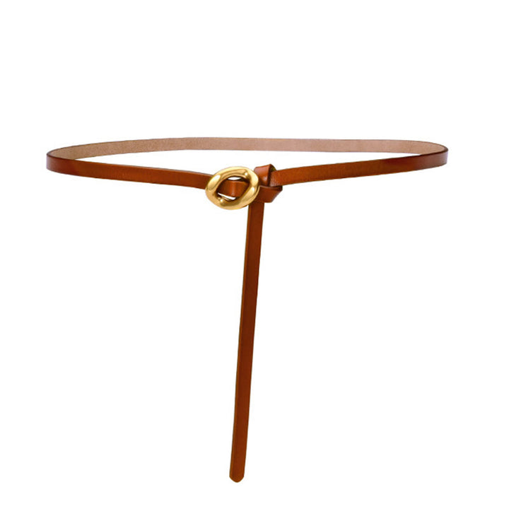 Cintura sottile con nodo da donna in vera pelle - Marrone - 41,34 pollici / 105 cm - image 22