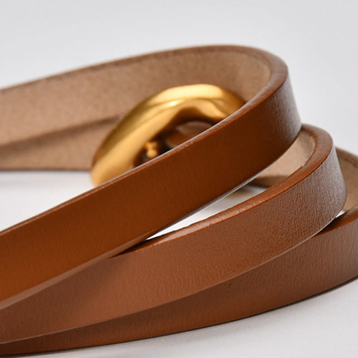 Cintura sottile con nodo da donna in vera pelle