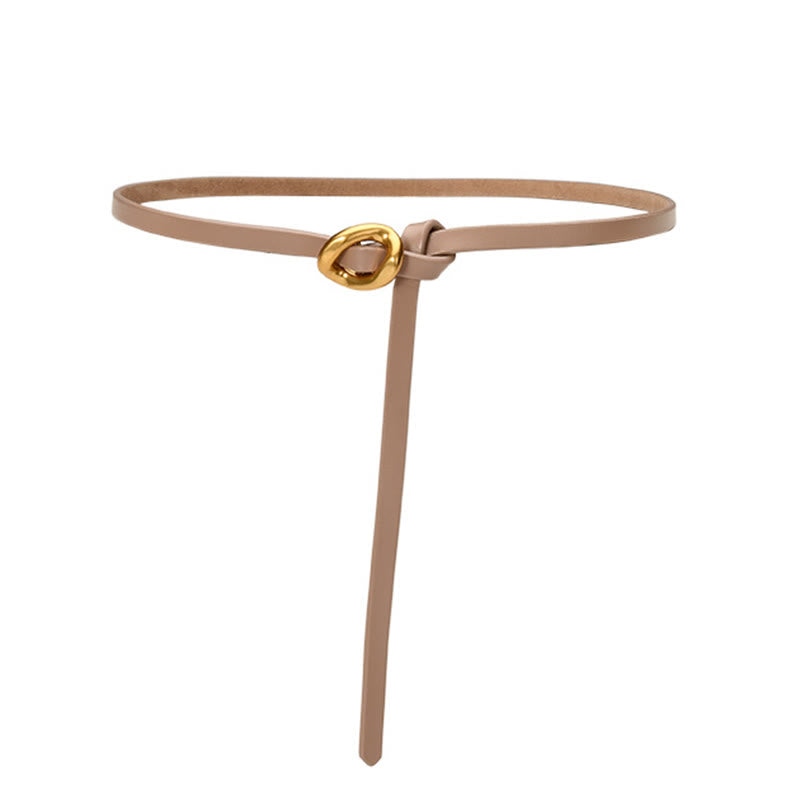 Cintura sottile con nodo da donna in vera pelle - Grano - 41,34 pollici / 105 cm - image 16