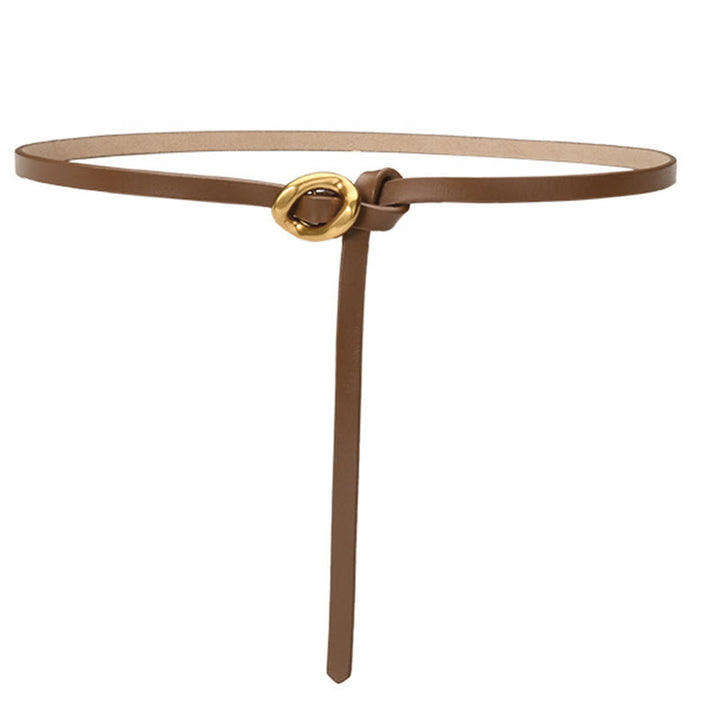 Cintura sottile con nodo da donna in vera pelle - Abbronzatura - 41,34 pollici / 105 cm - image 11