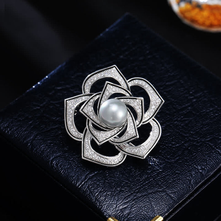 Spilla da donna con perle di camelia Purity