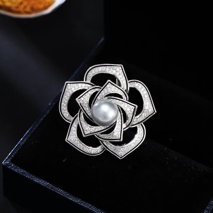 Spilla da donna con perle di camelia Purity - Argento - image 4