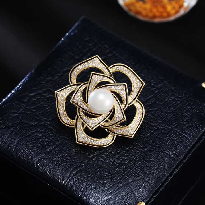 Spilla da donna con perle di camelia Purity