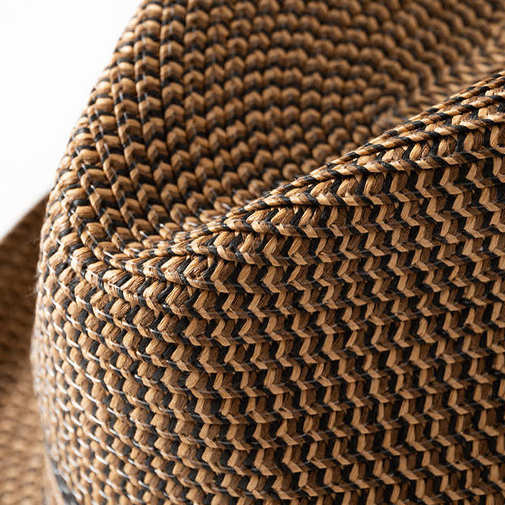 Cappello da uomo estivo in paglia marrone caffè Fedora - image 8
