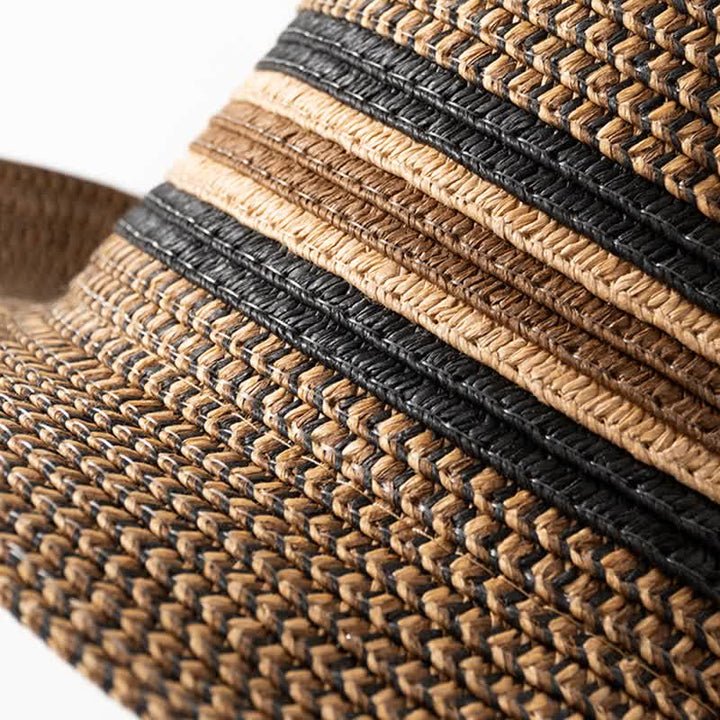 Cappello da uomo estivo in paglia marrone caffè Fedora