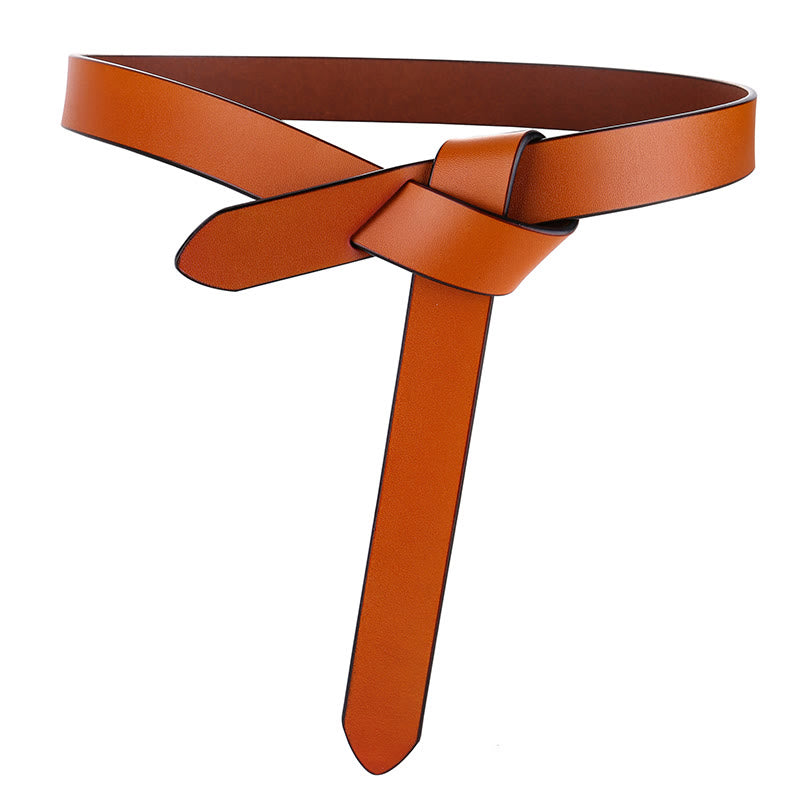 Cintura in pelle nera con nodo marrone per donna - Marrone - 47,24 pollici / 120 cm - image 7