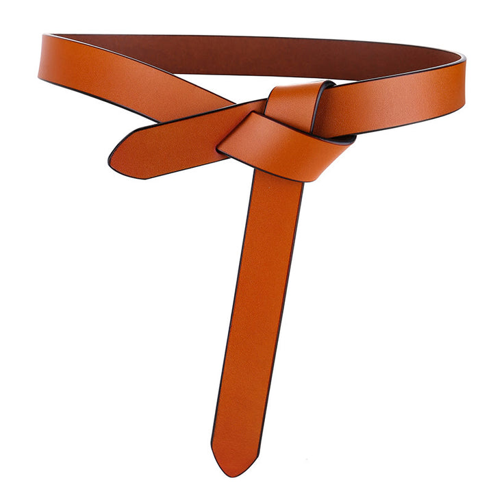 Cintura in pelle nera con nodo marrone per donna - Marrone - 47,24 pollici / 120 cm - image 7