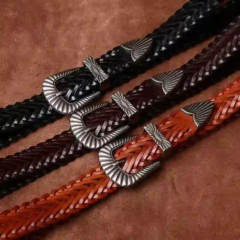 Cintura in pelle intrecciata in pelle di vacchetta intrecciata casual da tutti i giorni