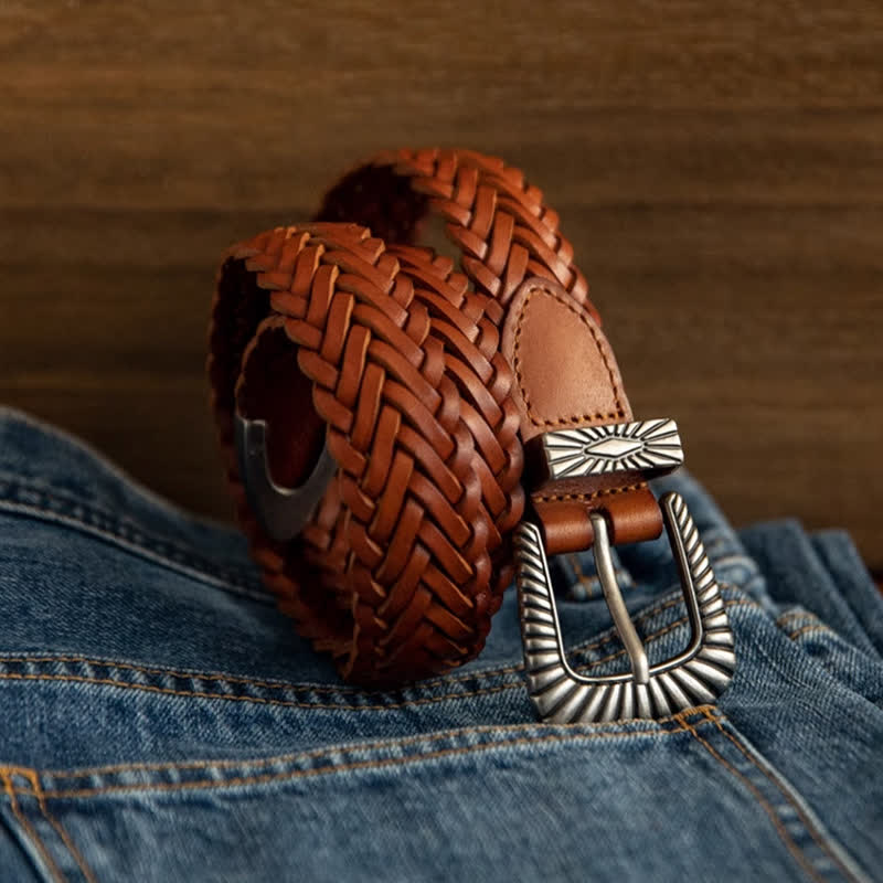 Cintura in pelle intrecciata in pelle di vacchetta intrecciata casual da tutti i giorni