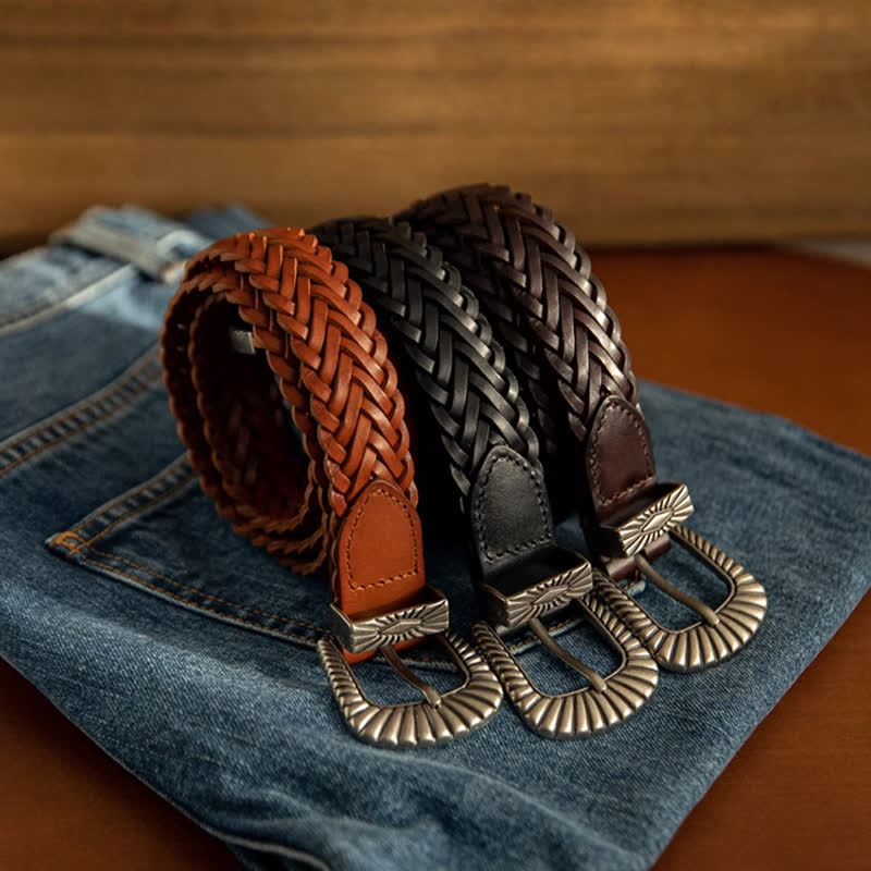 Cintura in pelle intrecciata in pelle di vacchetta intrecciata casual da tutti i giorni