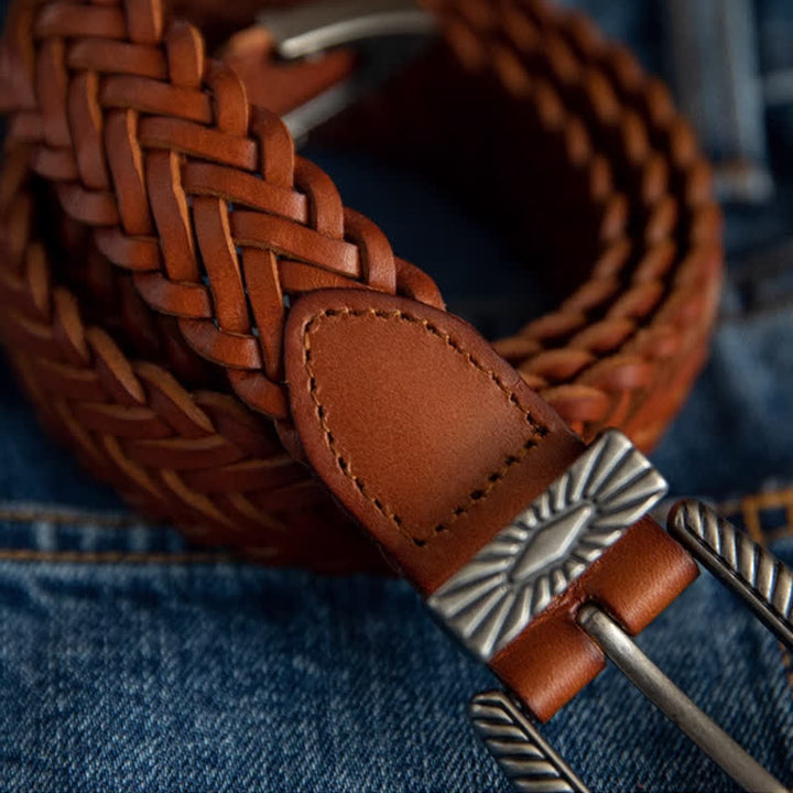 Cintura in pelle intrecciata in pelle di vacchetta intrecciata casual da tutti i giorni