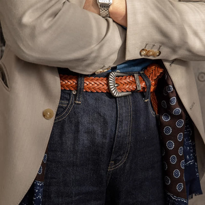 Cintura in pelle intrecciata in pelle di vacchetta intrecciata casual da tutti i giorni