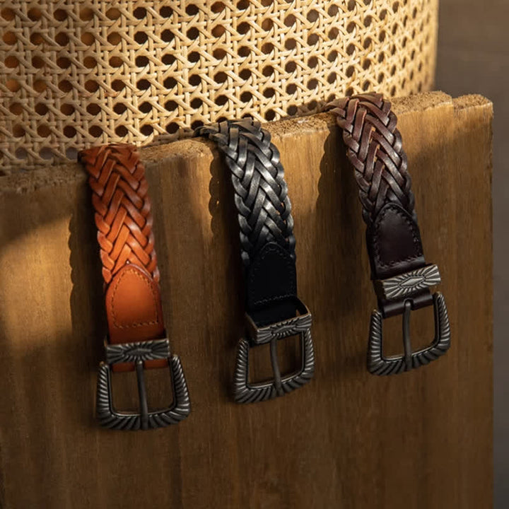 Cintura in pelle intrecciata in pelle di vacchetta intrecciata casual da tutti i giorni