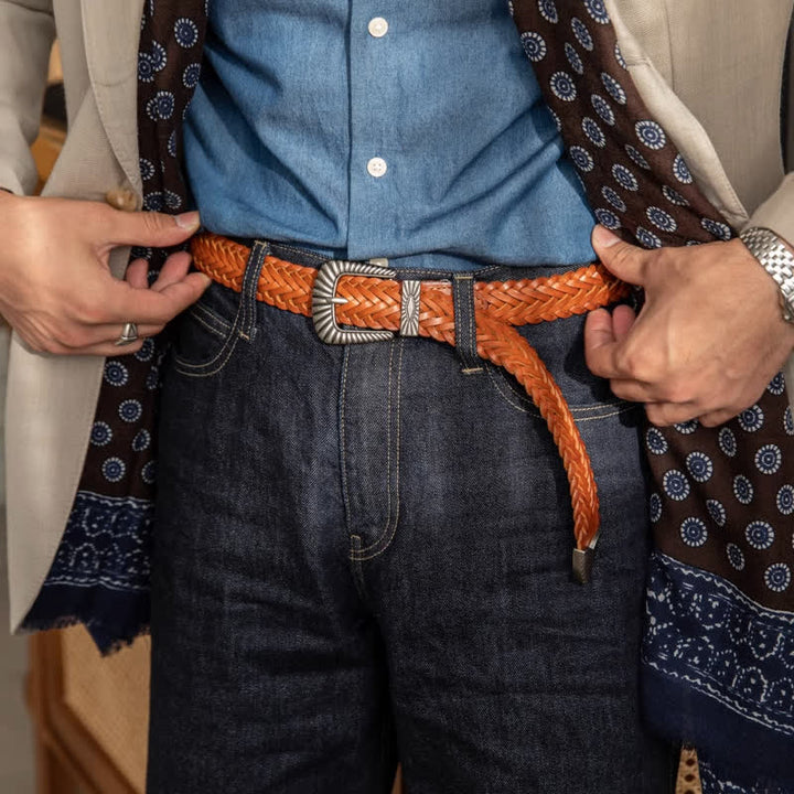 Cintura in pelle intrecciata in pelle di vacchetta intrecciata casual da tutti i giorni