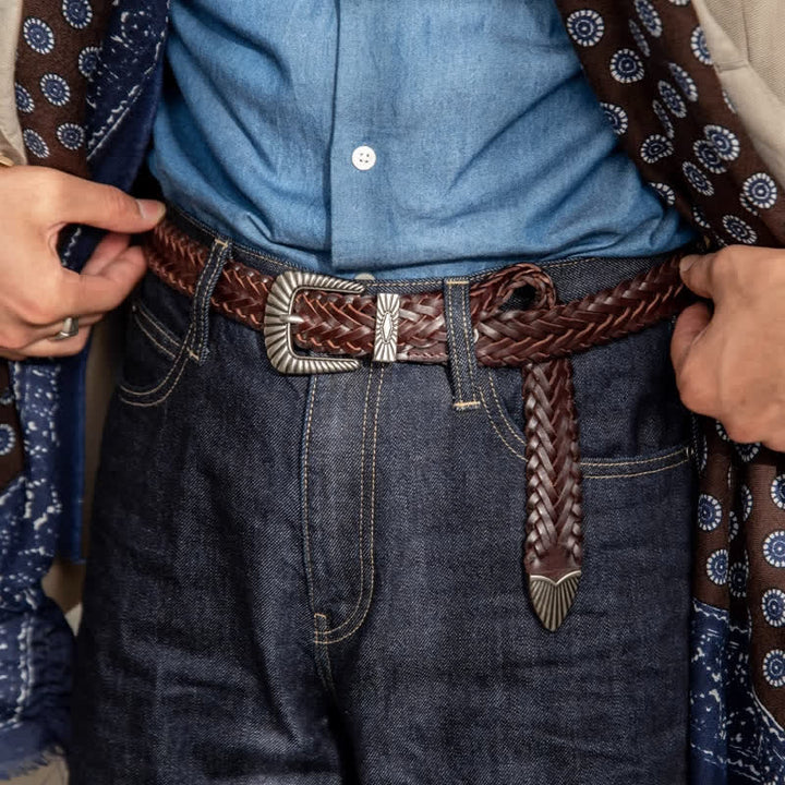 Cintura in pelle intrecciata in pelle di vacchetta intrecciata casual da tutti i giorni