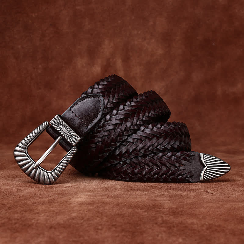 Cintura in pelle intrecciata in pelle di vacchetta intrecciata casual da tutti i giorni