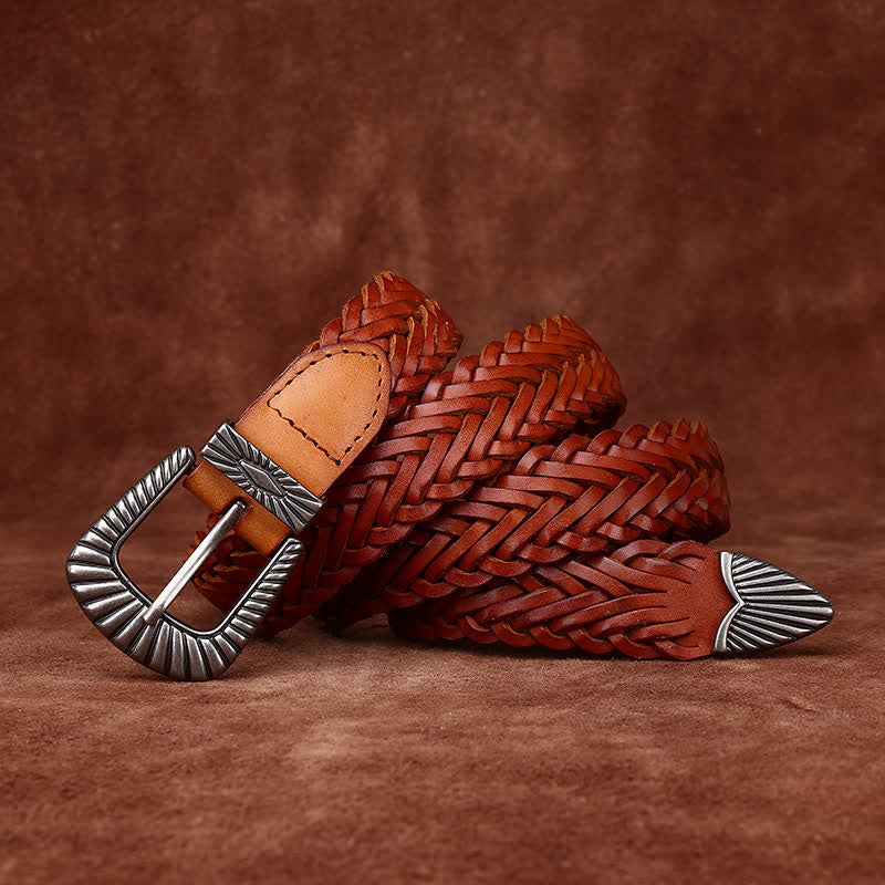 Cintura in pelle intrecciata in pelle di vacchetta intrecciata casual da tutti i giorni