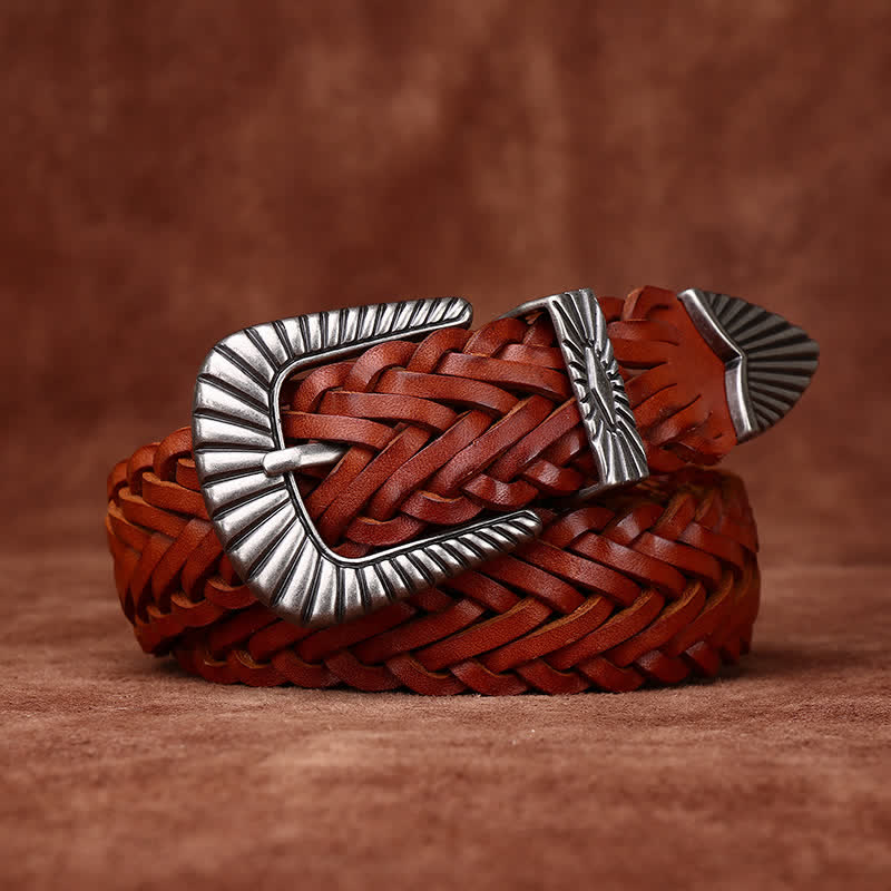 Cintura in pelle intrecciata in pelle di vacchetta intrecciata casual da tutti i giorni