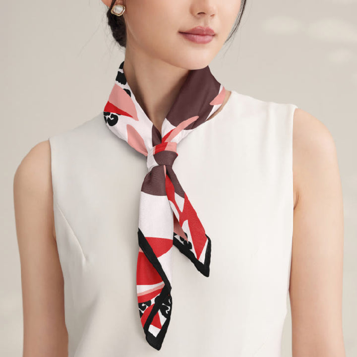 Sciarpa sottile in seta da donna Red Leafs Record Spring