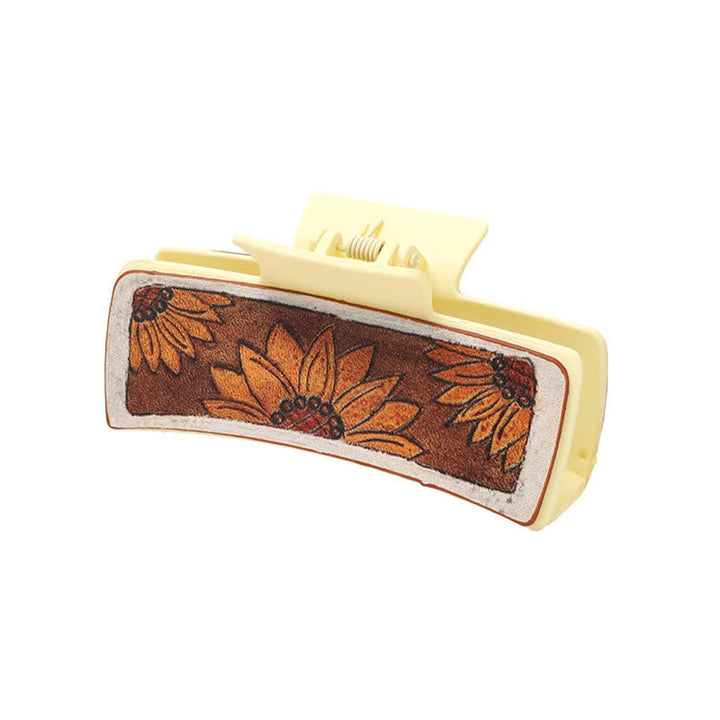 Fermaglio per capelli western con stampa di lettere di girasole da donna