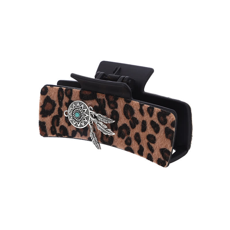 Fermaglio per capelli con stampa leopardata e decorazione turchese indiana da donna - image 2
