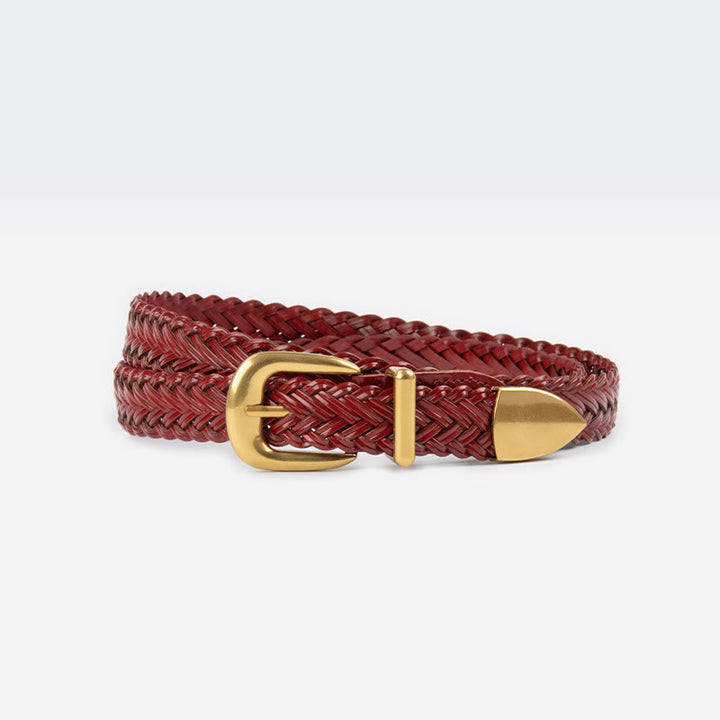 Cintura intrecciata in pelle vegana Cintura da donna - Cremisi - 43,31 pollici / 110 cm (lunghezza della fibbia non inclusa) - image 15