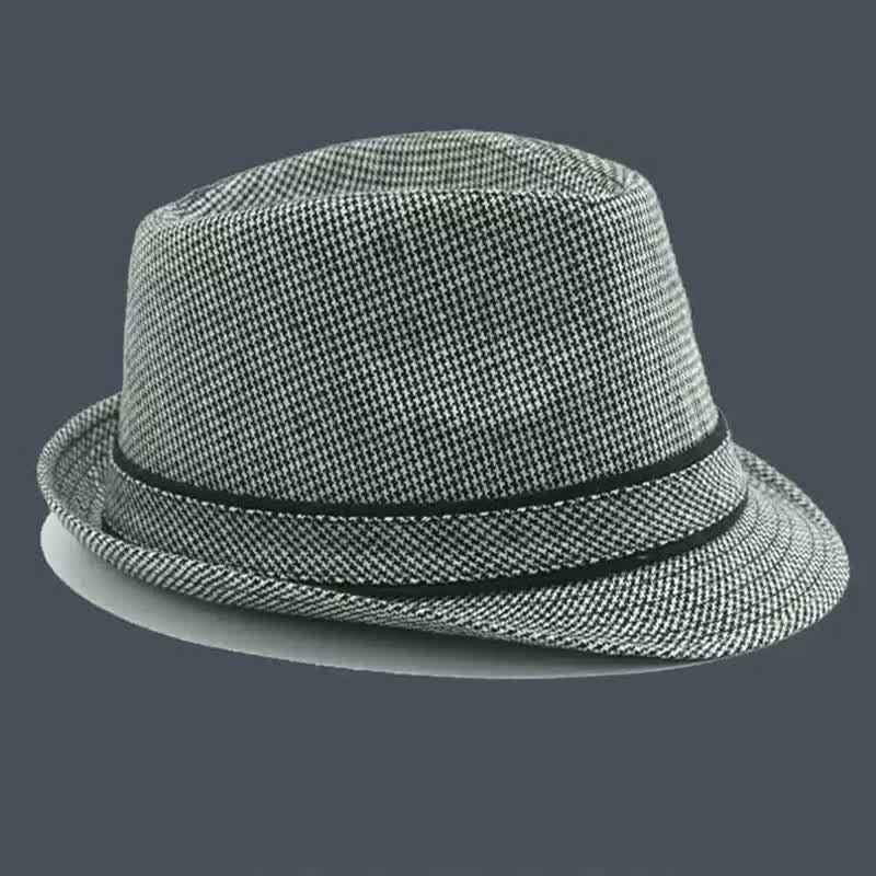 Cappello estivo da uomo Fedora con motivo a quadri inglesi e pied de poule