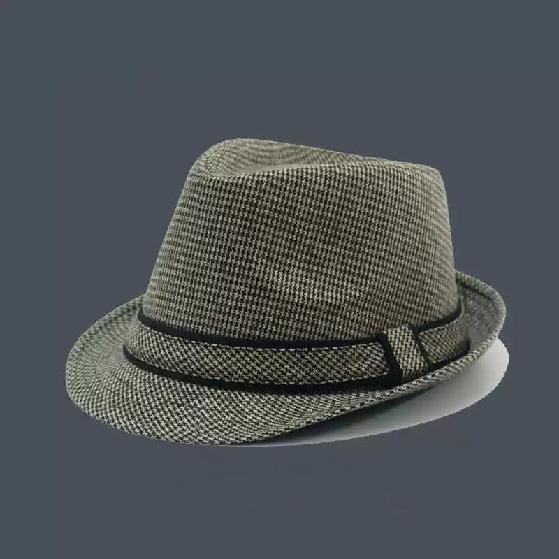 Cappello estivo da uomo Fedora con motivo a quadri inglesi e pied de poule