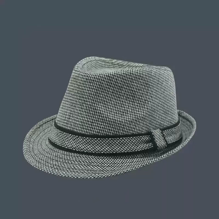 Cappello estivo da uomo Fedora con motivo a quadri inglesi e pied de poule
