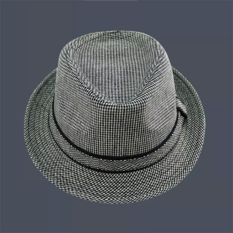 Cappello estivo da uomo Fedora con motivo a quadri inglesi e pied de poule