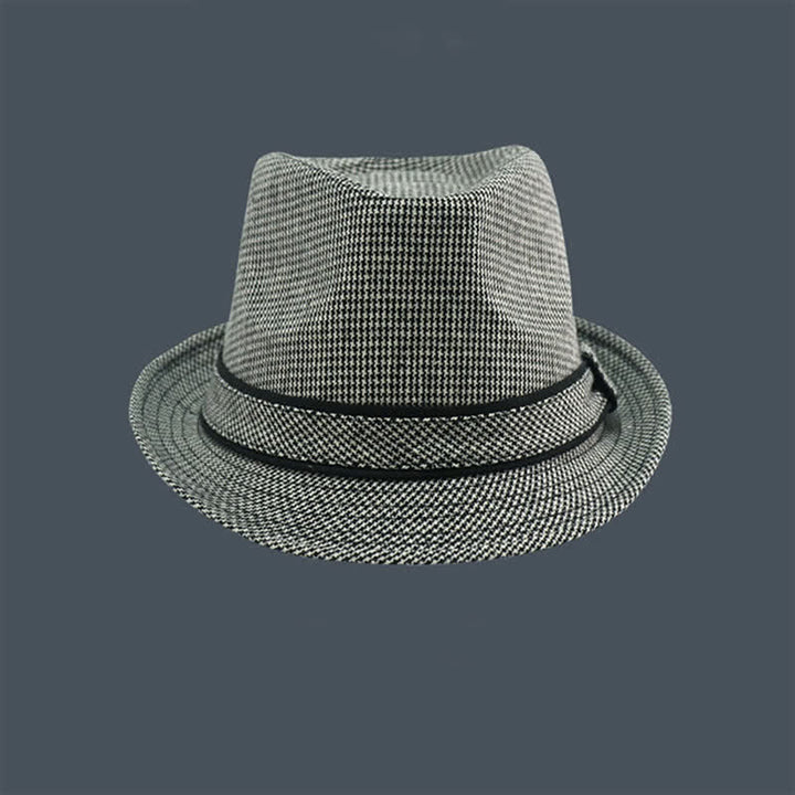 Cappello estivo da uomo Fedora con motivo a quadri inglesi e pied de poule