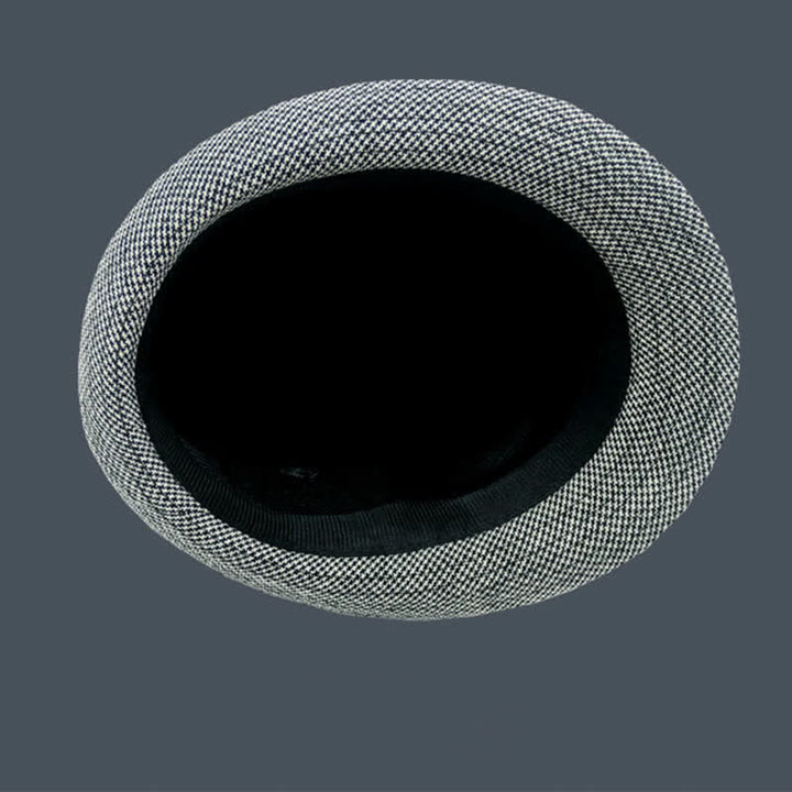 Cappello estivo da uomo Fedora con motivo a quadri inglesi e pied de poule