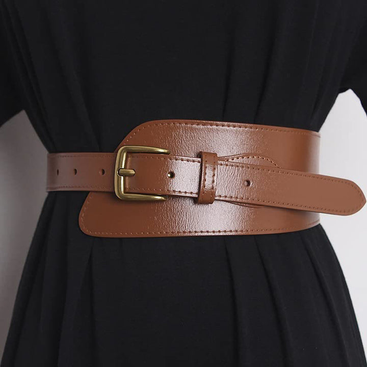 Cintura in vera pelle per corsetto da donna - Cioccolato - image 0