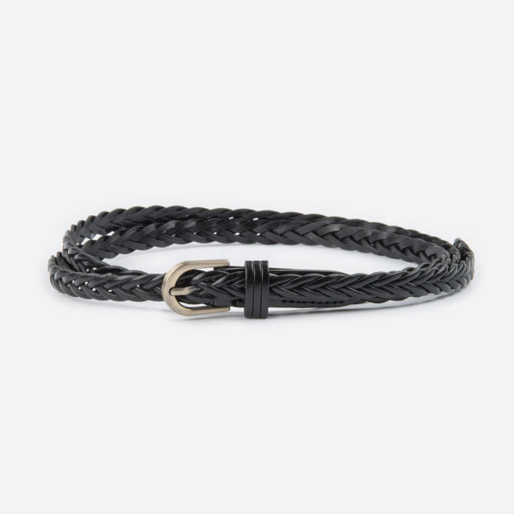 Cintura intrecciata vintage Cintura senza fori - #UN - Nero - 43,31 pollici / 110 cm (fibbia inclusa) - image 11