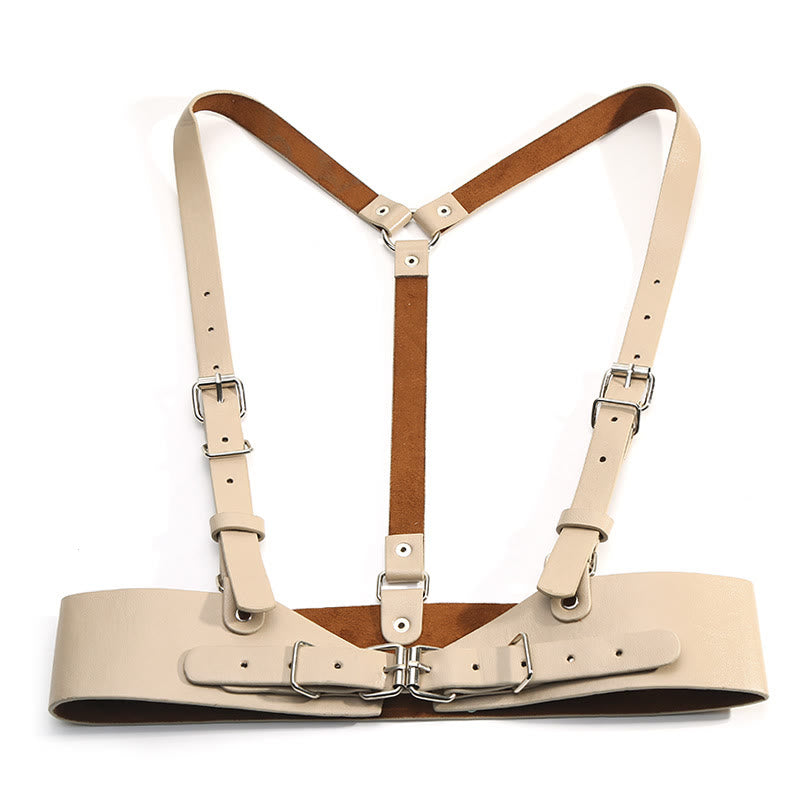 Cintura regolabile in pelle Steampunk con cinturino corsetto - Piccolo - Mandorla sbiancata - image 11